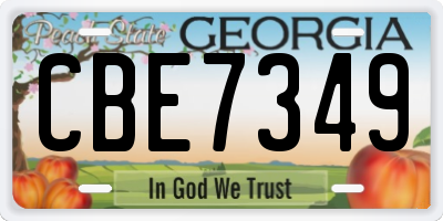 GA license plate CBE7349