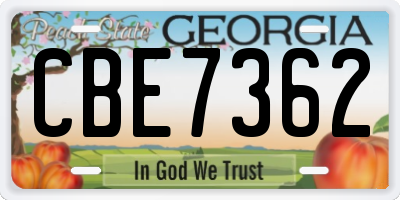 GA license plate CBE7362