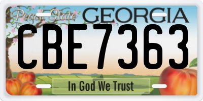 GA license plate CBE7363