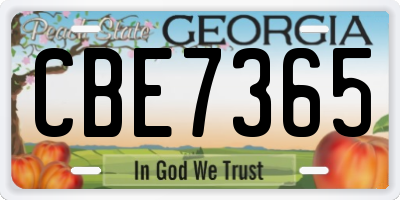 GA license plate CBE7365