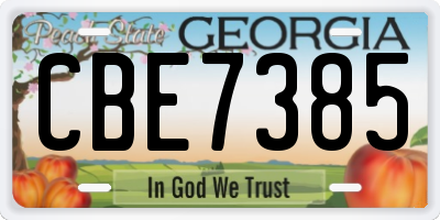 GA license plate CBE7385