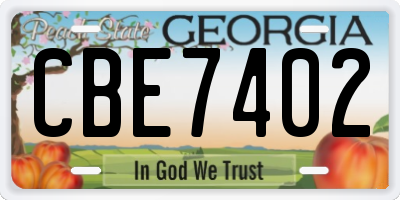 GA license plate CBE7402
