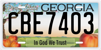 GA license plate CBE7403