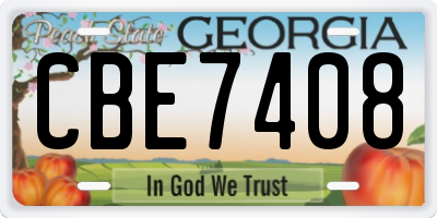 GA license plate CBE7408