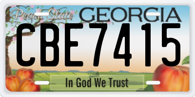 GA license plate CBE7415