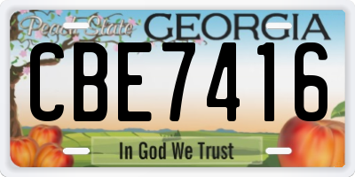 GA license plate CBE7416