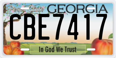 GA license plate CBE7417