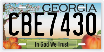 GA license plate CBE7430