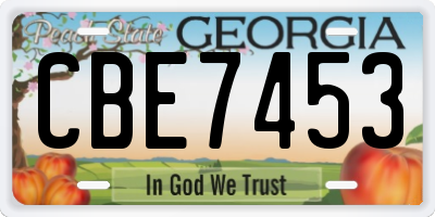 GA license plate CBE7453