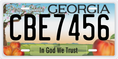 GA license plate CBE7456