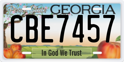 GA license plate CBE7457