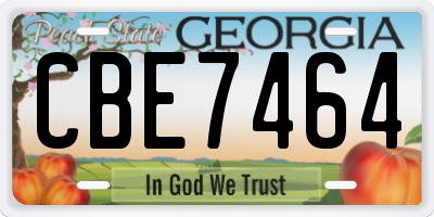 GA license plate CBE7464