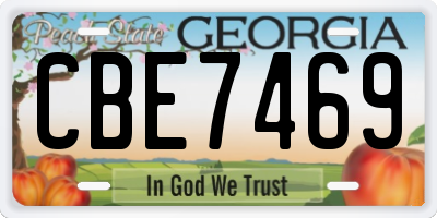 GA license plate CBE7469
