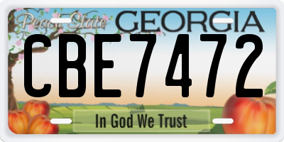 GA license plate CBE7472