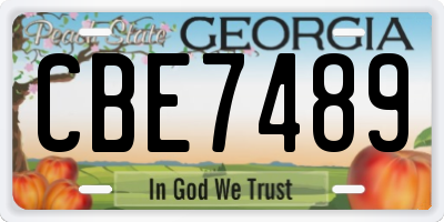 GA license plate CBE7489