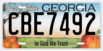 GA license plate CBE7492