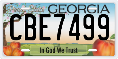 GA license plate CBE7499