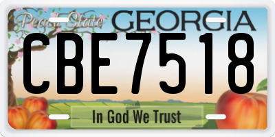 GA license plate CBE7518