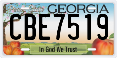 GA license plate CBE7519