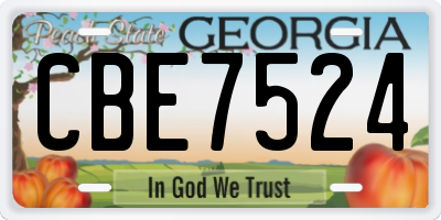 GA license plate CBE7524