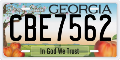 GA license plate CBE7562