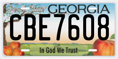 GA license plate CBE7608