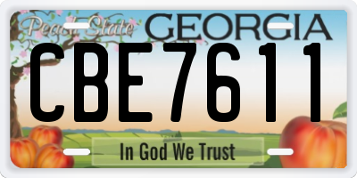 GA license plate CBE7611
