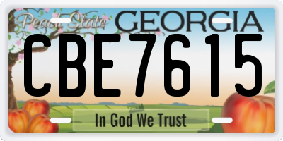 GA license plate CBE7615