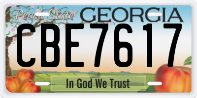 GA license plate CBE7617
