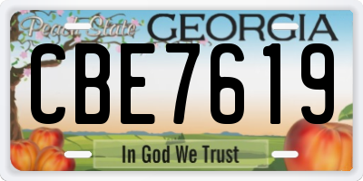GA license plate CBE7619
