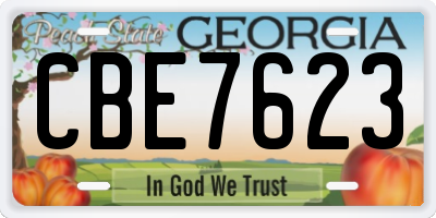 GA license plate CBE7623