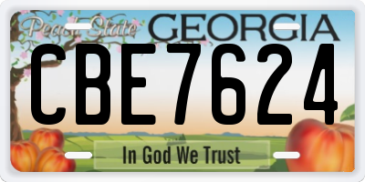 GA license plate CBE7624