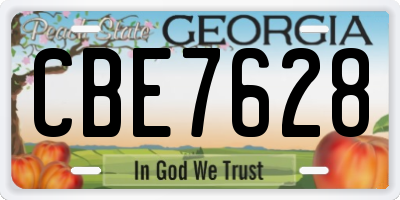 GA license plate CBE7628
