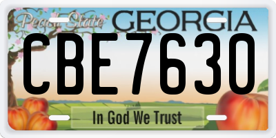 GA license plate CBE7630
