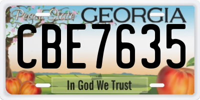 GA license plate CBE7635