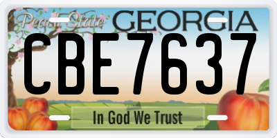 GA license plate CBE7637