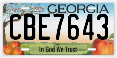 GA license plate CBE7643