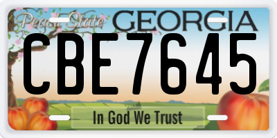 GA license plate CBE7645
