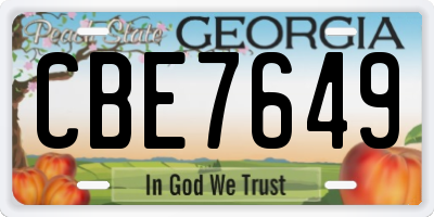 GA license plate CBE7649