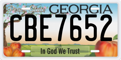 GA license plate CBE7652