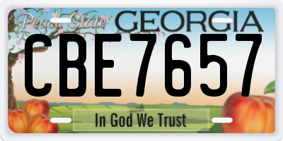 GA license plate CBE7657