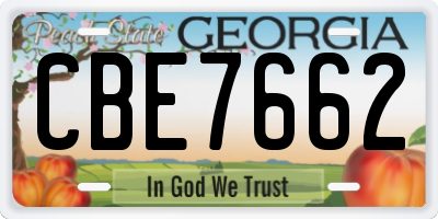 GA license plate CBE7662