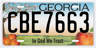 GA license plate CBE7663