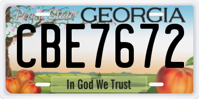 GA license plate CBE7672