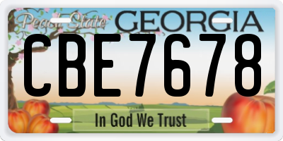 GA license plate CBE7678