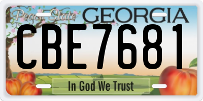 GA license plate CBE7681