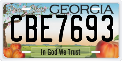 GA license plate CBE7693
