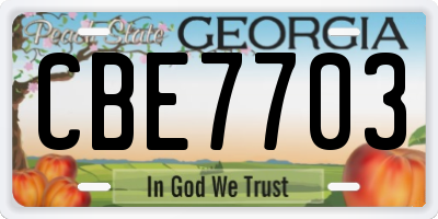 GA license plate CBE7703