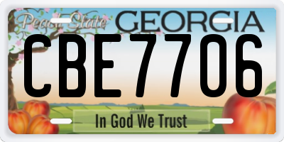 GA license plate CBE7706