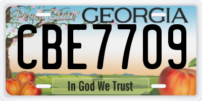 GA license plate CBE7709